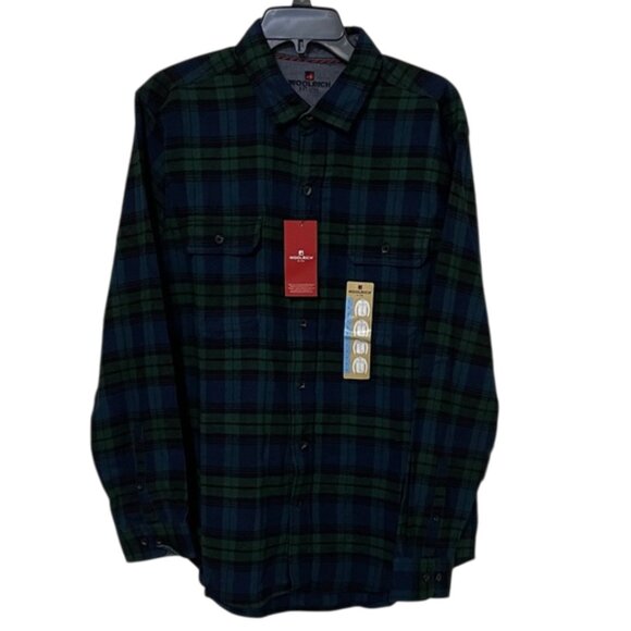 Woolrich Black Watch Tartan Plaid Flannel Button Up Shirt Mens Size Large NEW - Picture 1 of 10